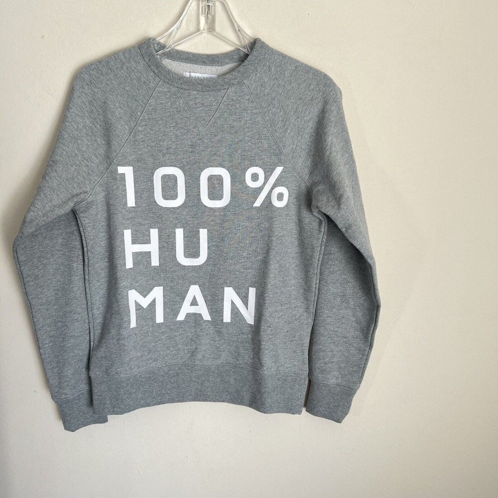 EVERLANE The 100% Human Typography Sweatshirt Gray White Size XXS New